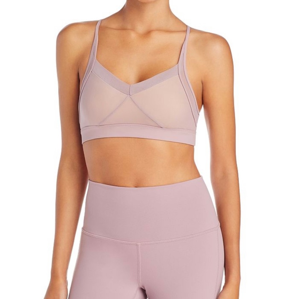NWT Alo Yoga Vision Bra, Dusted Plum / Latte, small